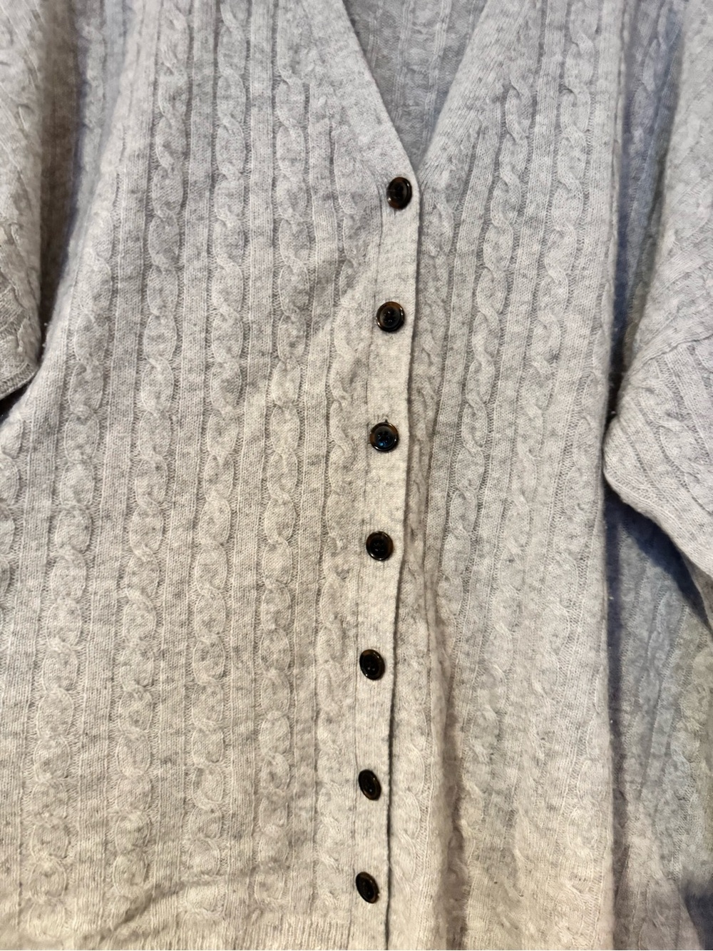 Reformation Cashmere Light Gray Cable Knit Button-Front Women's Sweater Cardigan - Picture 4 of 4